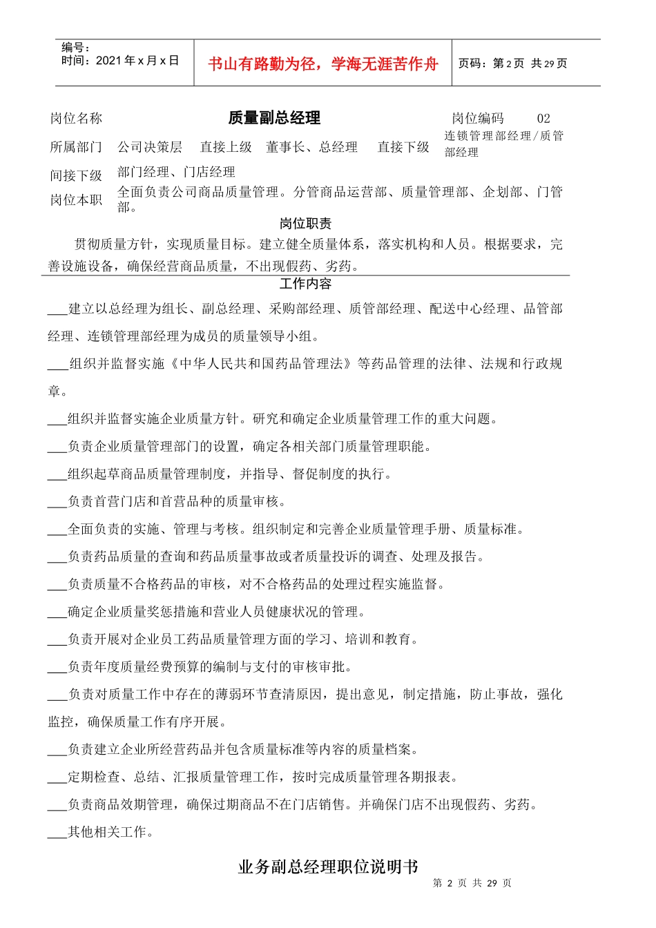 员工职位说明书范本_第2页