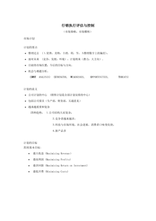 行销执行评估及控制