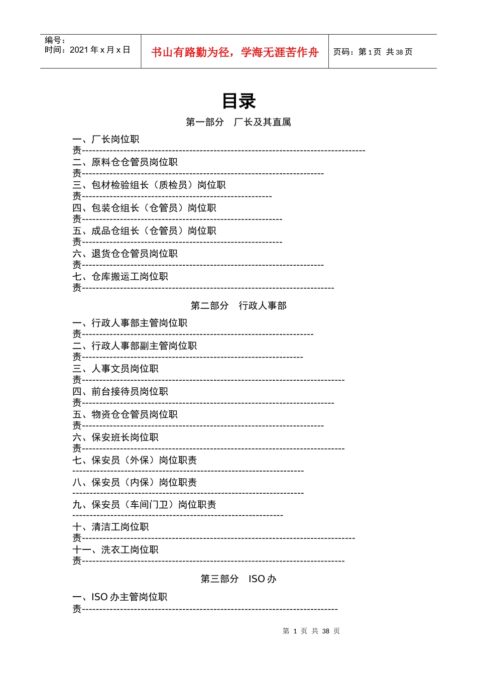 人力资源-工厂岗位职责汇编_第1页