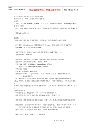 各大公司及行业应届生及实习生薪资