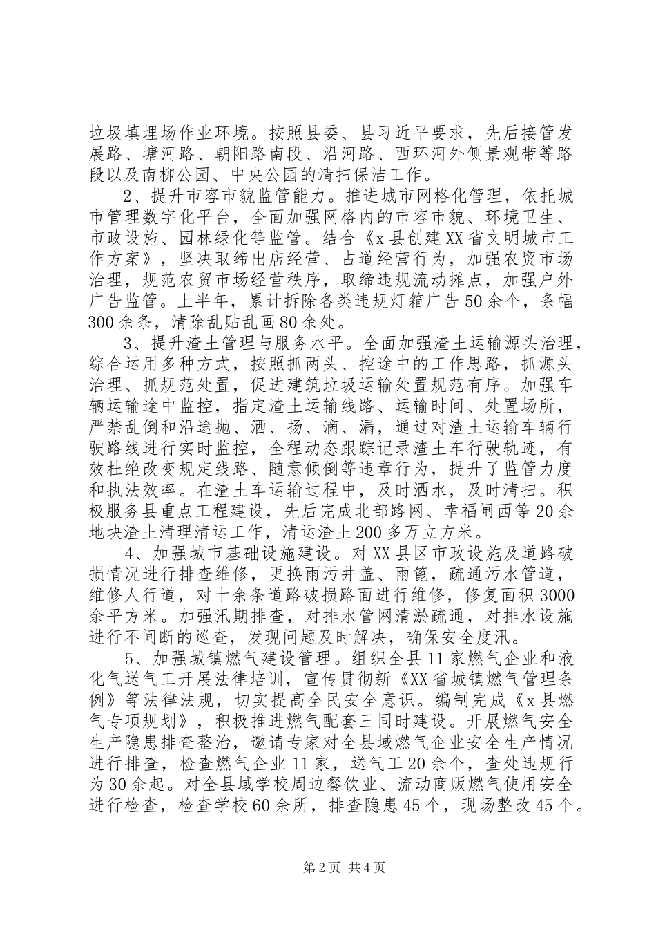 城管局XX年上半年工作总结和下半年计划_第2页