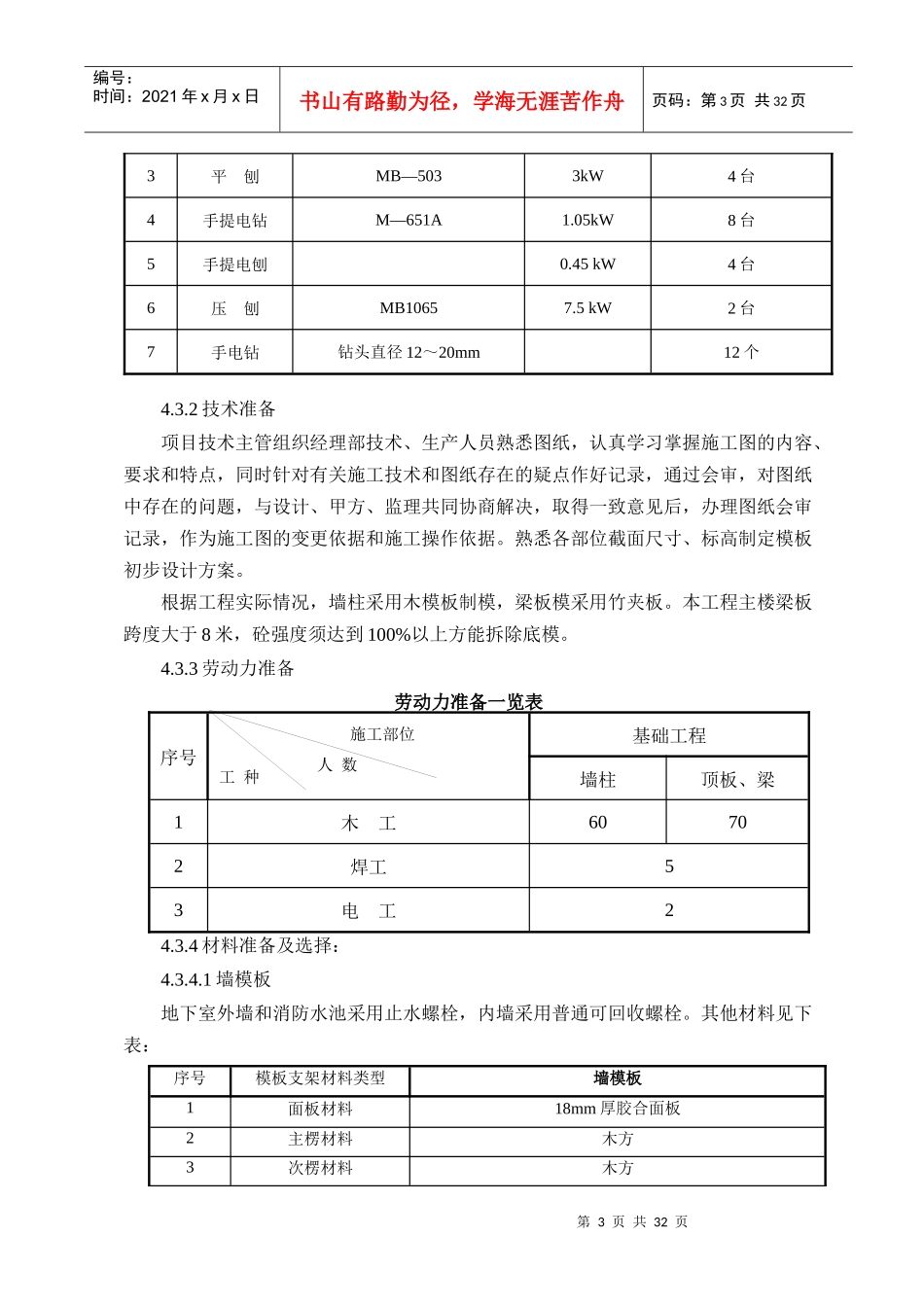地下室模板施工方案培训资料_第3页