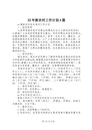 XX年新农村工作计划4篇