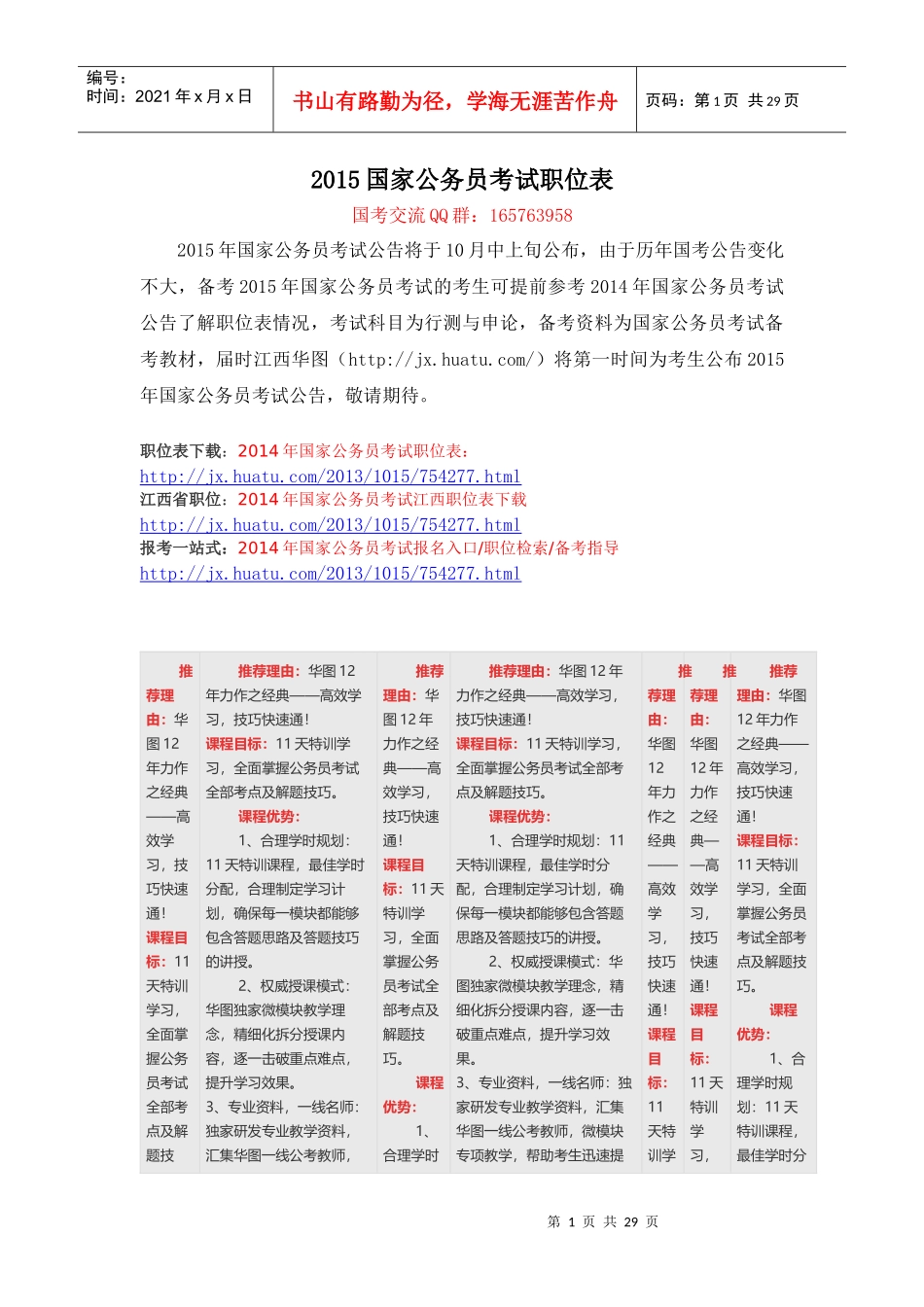 人力资源-2022XXXX国家公务员考试职位表上饶华图_第1页