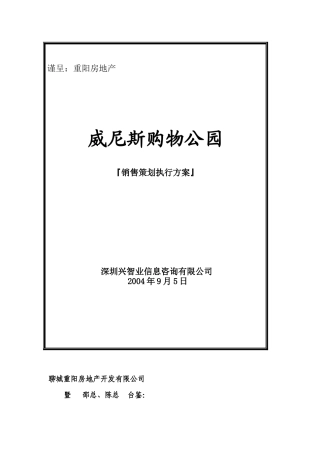 某购物公园销售策划执行方案