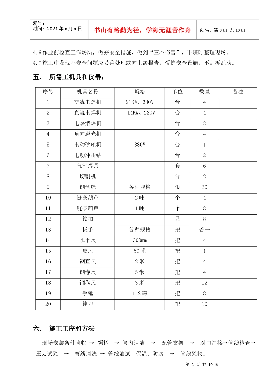 凝结水精处理及工业废水处理管道安装作业指导书_第3页