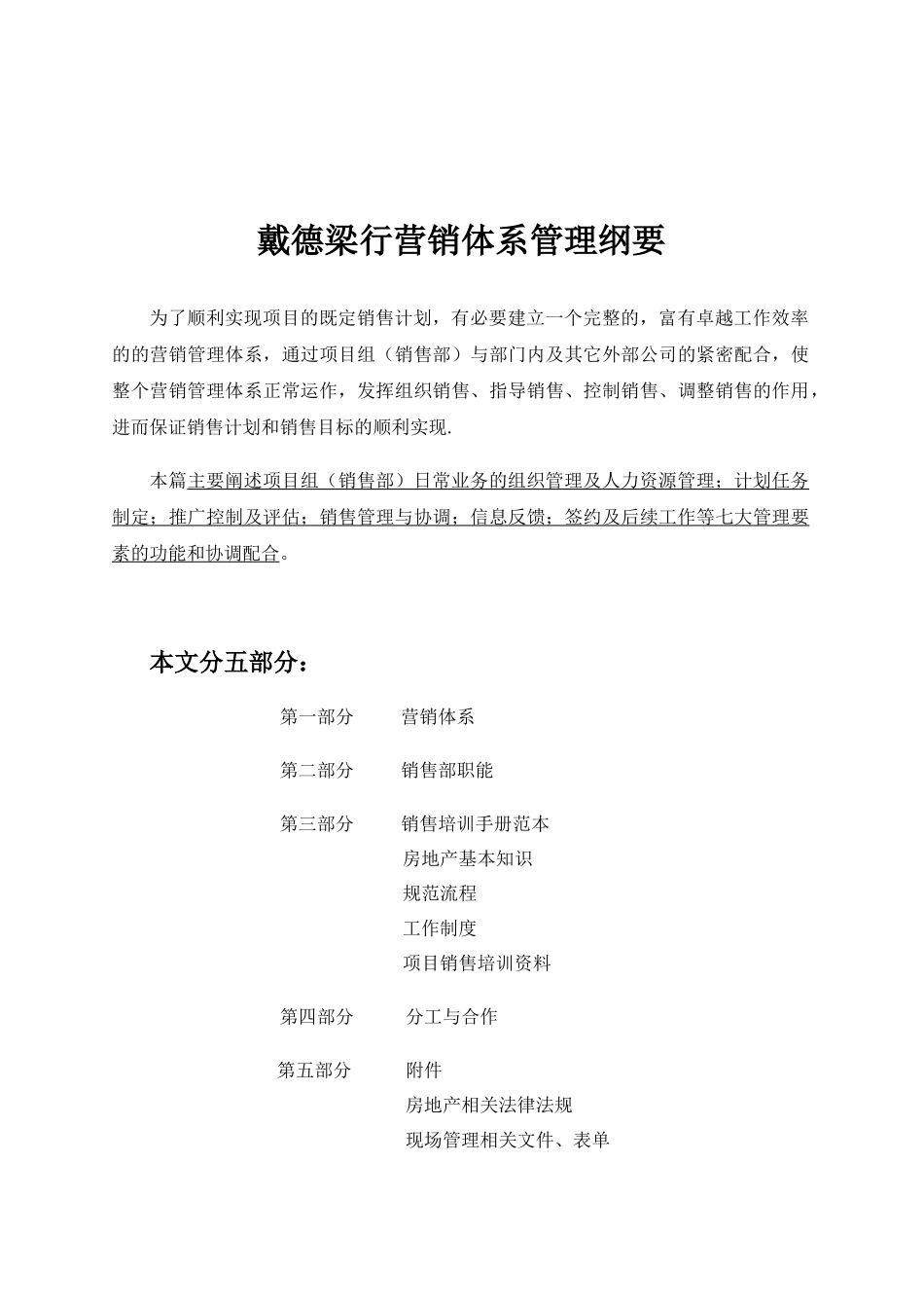 戴德梁行营销体系管理纲要_第1页