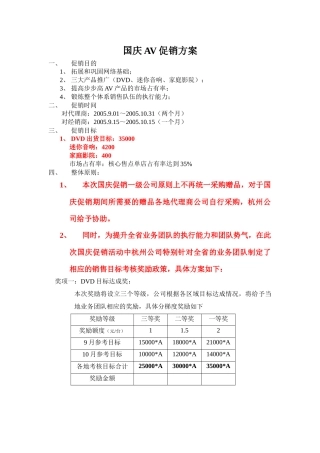 某年度国庆AV促销方案