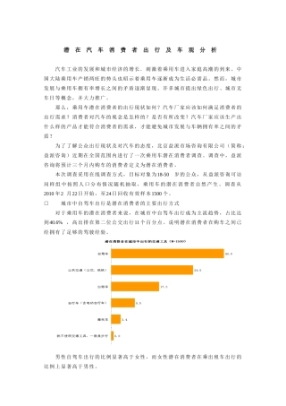 潜在汽车消费者出行及车观分析