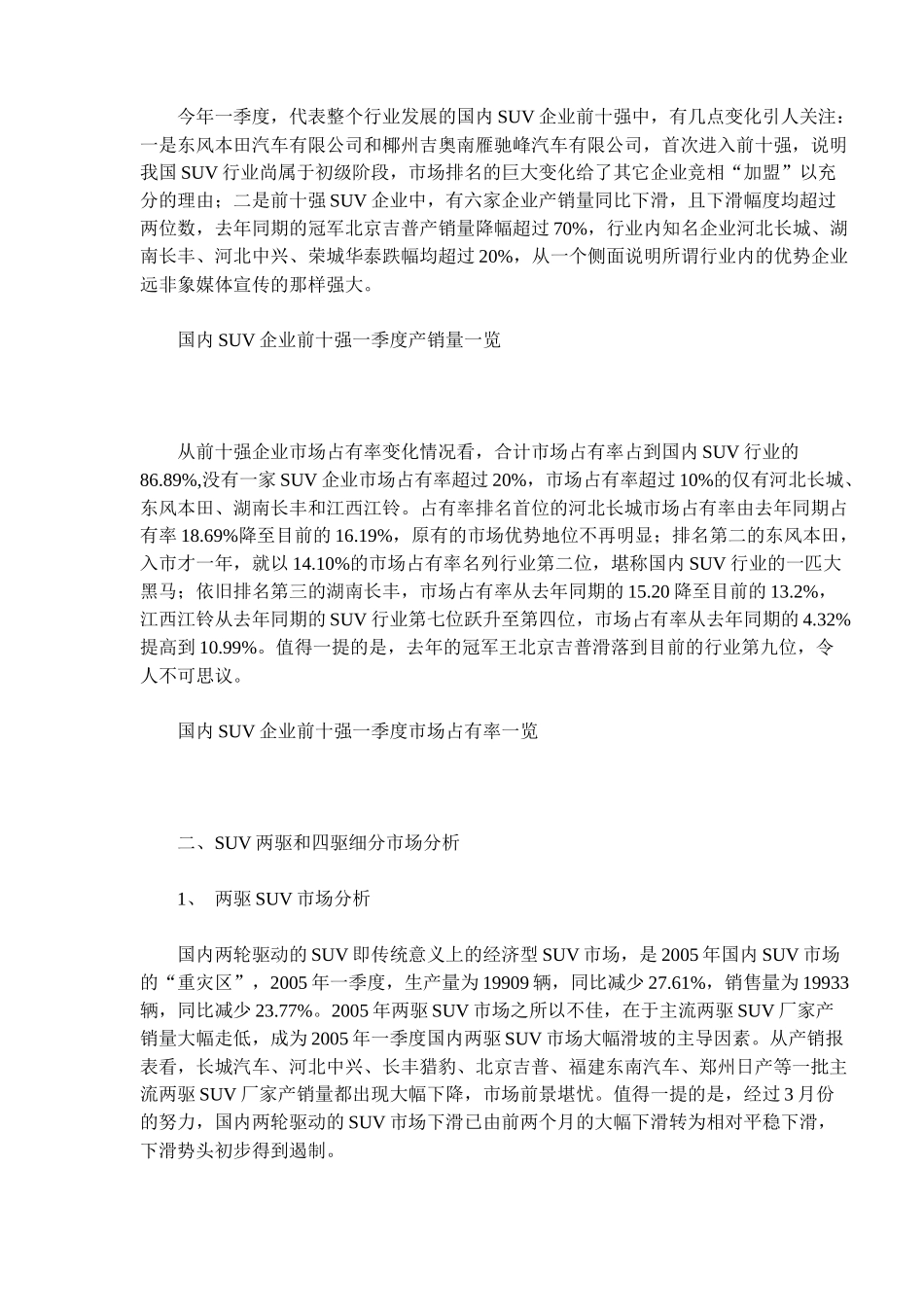某某年一季度国内SUV市场分析及二季度市场预测_第3页