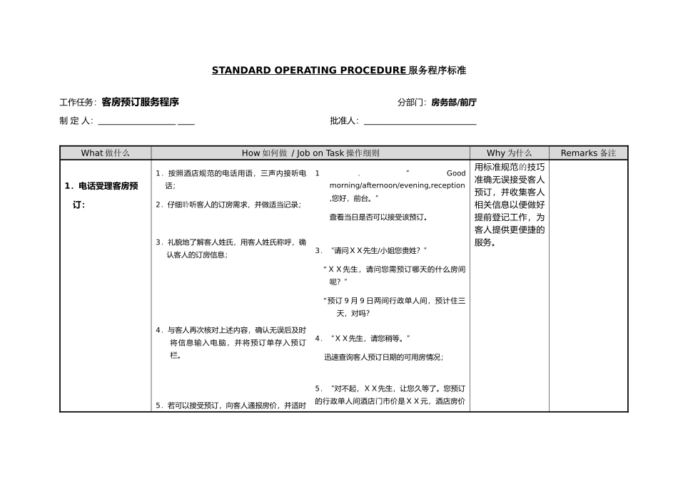 酒店服务程序标准格式(前厅)_第1页