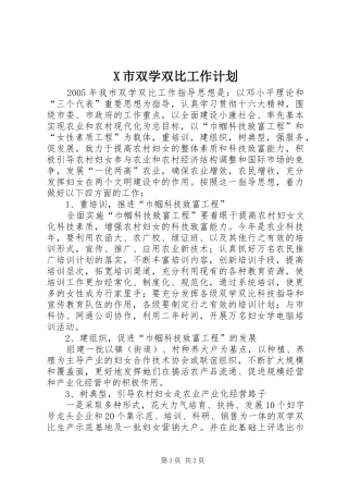 X市双学双比工作计划