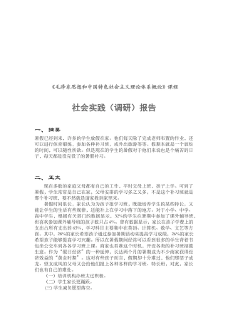 毛概社会实践调研报告