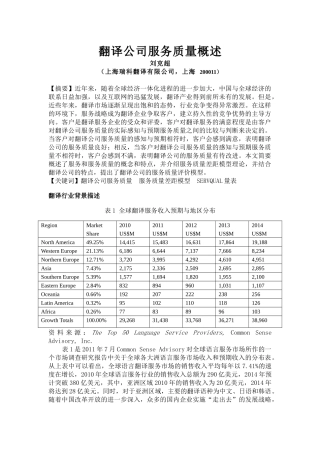 翻译公司服务质量概述