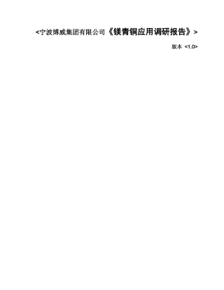 某集团镁青铜应用调研报告书