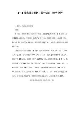 钢材品种进出口走势分析