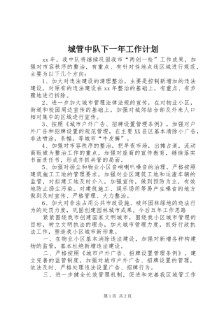 城管中队下一年工作计划