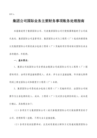 集团公司国际业务主要财务事项账务处理指南