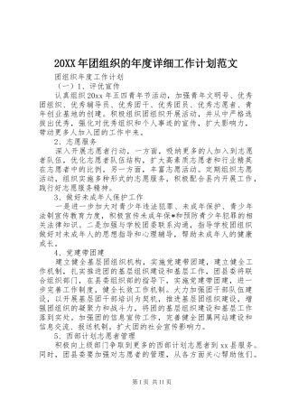 20XX年团组织的年度详细工作计划范文