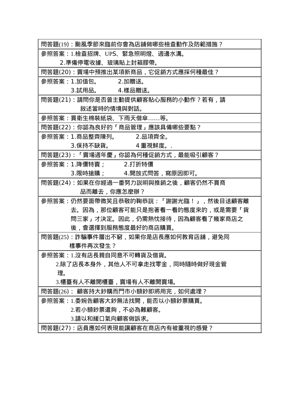门市服务丙级术科笔试题库90题_第3页