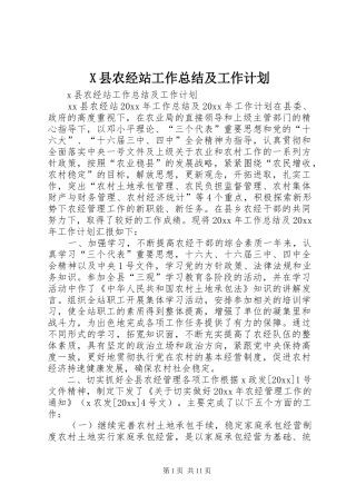 X县农经站工作总结及工作计划
