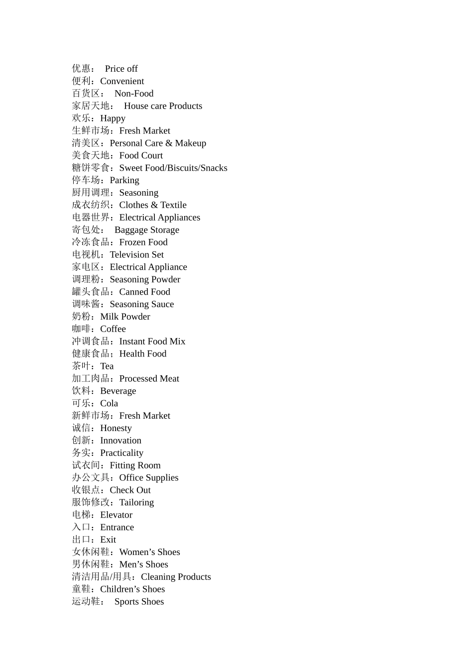 超市商品分类英文_第1页