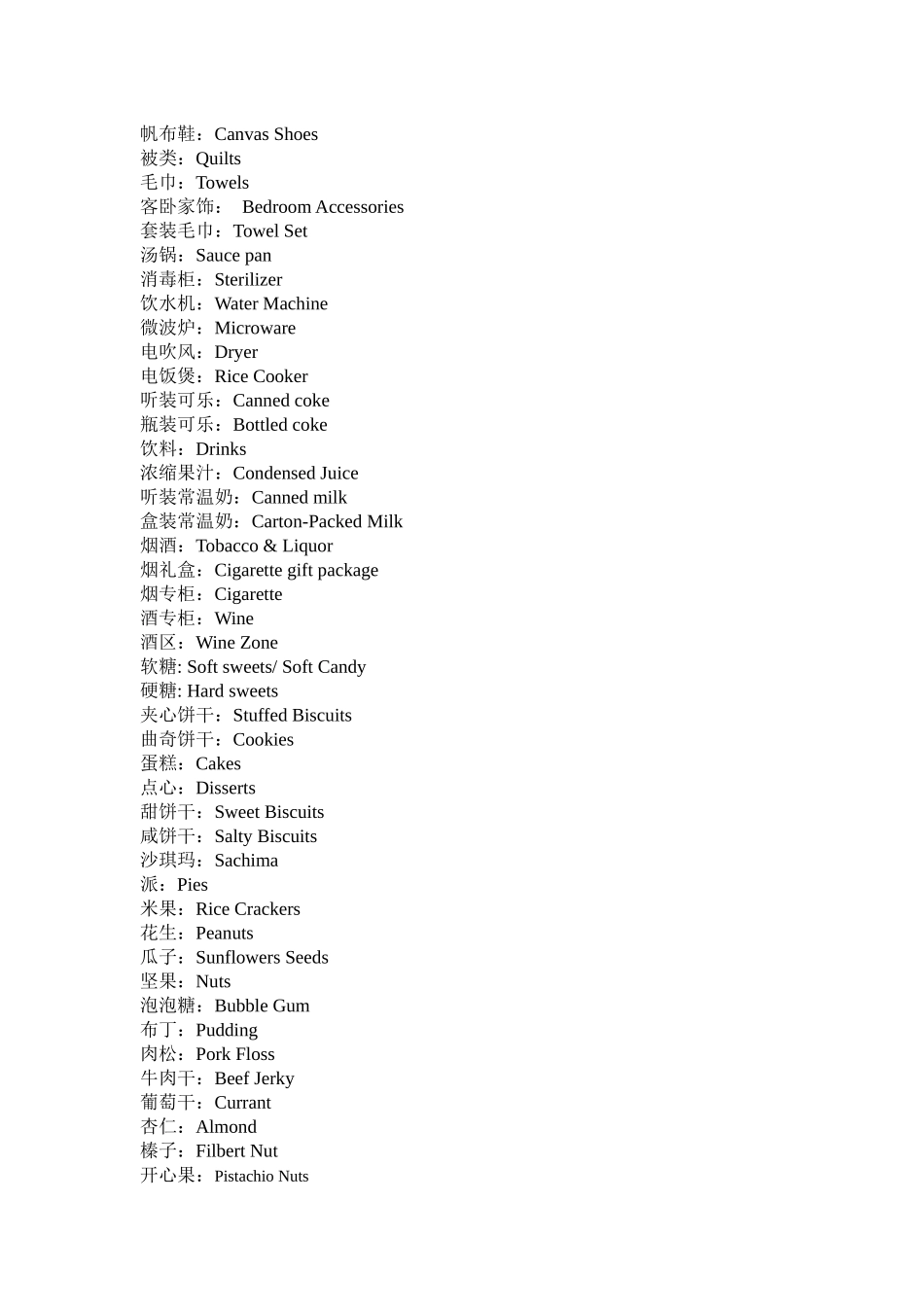 超市商品分类英文_第2页