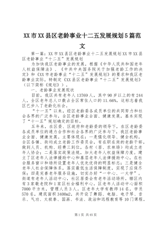 XX市XX县区老龄事业十二五发展规划5篇范文