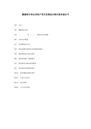 戴德梁行商业房地产项目发展综合顾问服务建议书