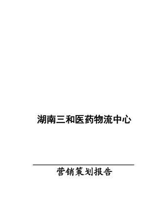 湖南某医药物流营销策划报告