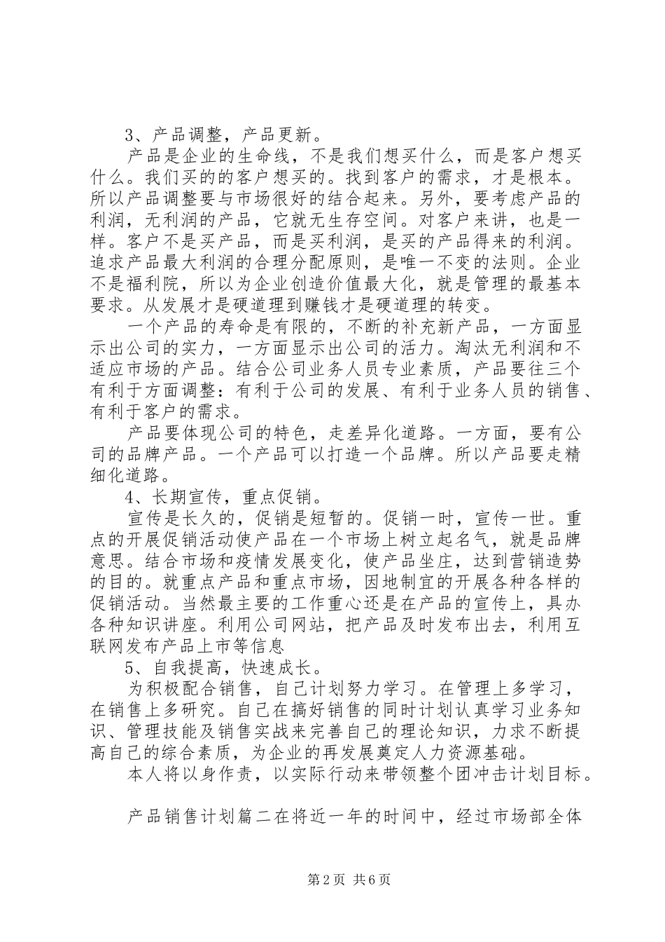 产品销售计划表_第2页