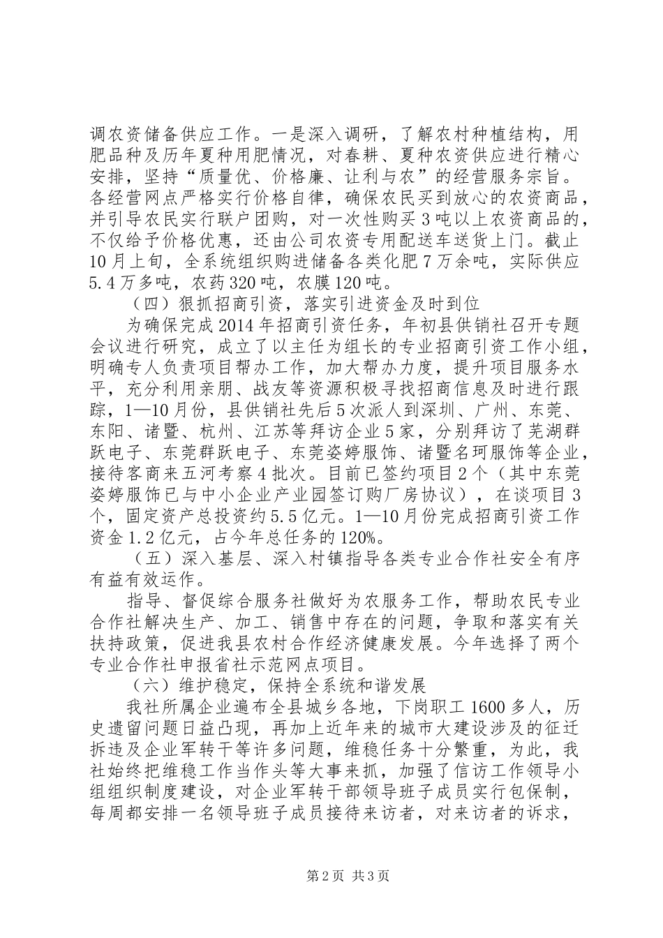 XX年供销社工作总结及XX年工作计划_第2页