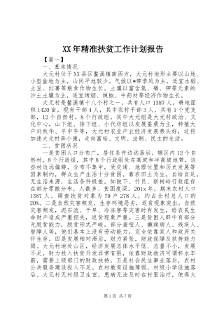 XX年精准扶贫工作计划报告