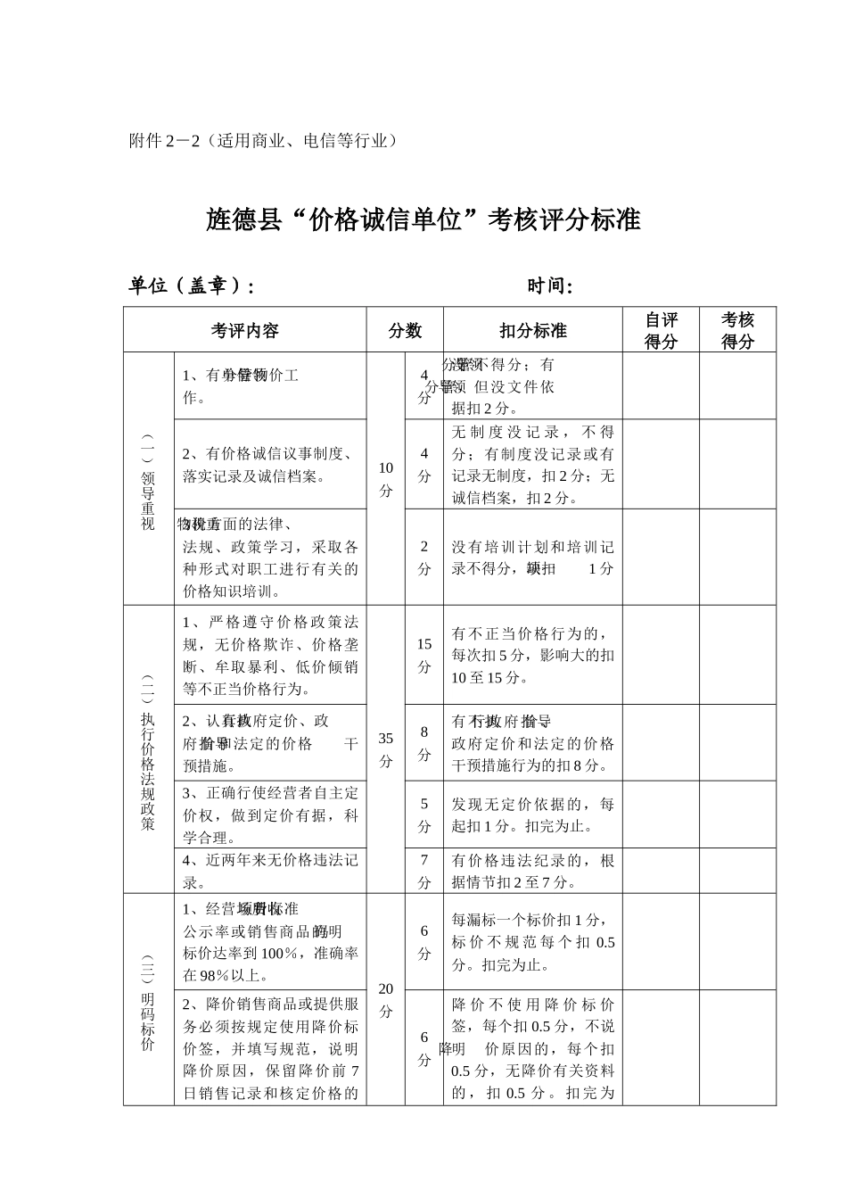湖北省价格诚信单位考（自）评表1_第3页