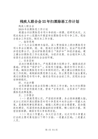 残疾人联合会XX年扫黑除恶工作计划