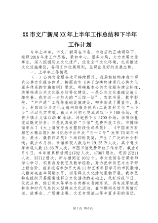 XX市文广新局XX年上半年工作总结和下半年工作计划