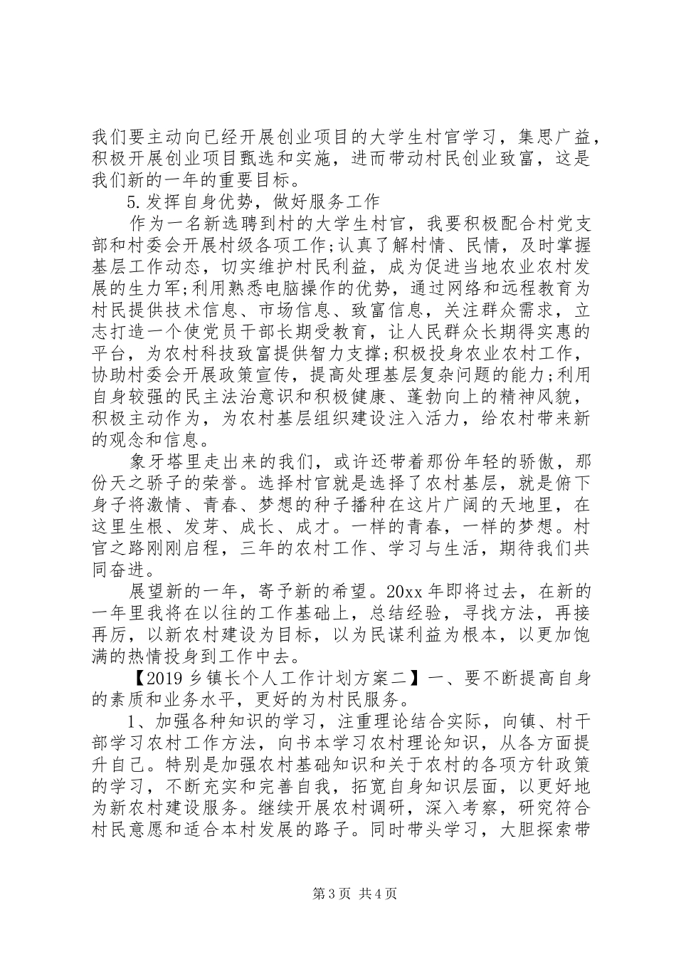 20XX年乡镇长个人工作计划方案_第3页