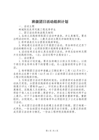 班级团日活动组织计划