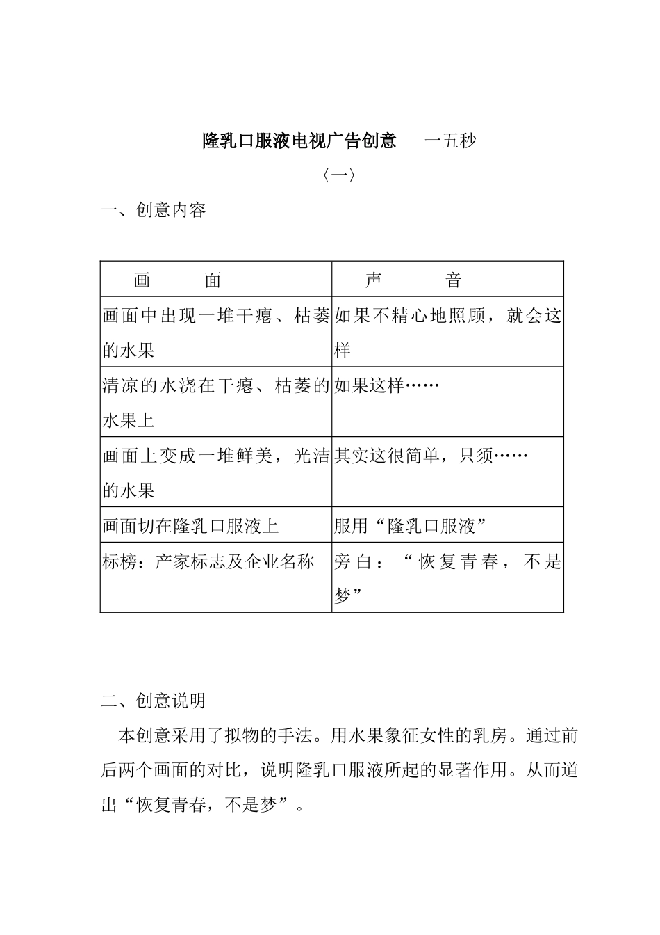 某隆乳口服液电视广告创意_第2页