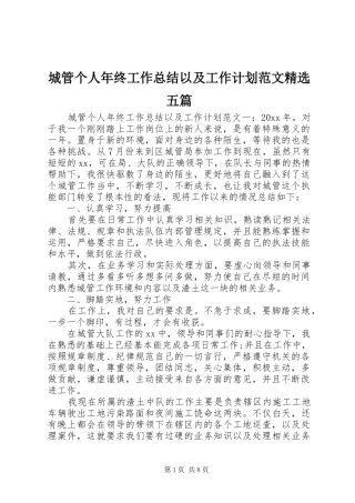 城管个人年终工作总结以及工作计划范文精选五篇