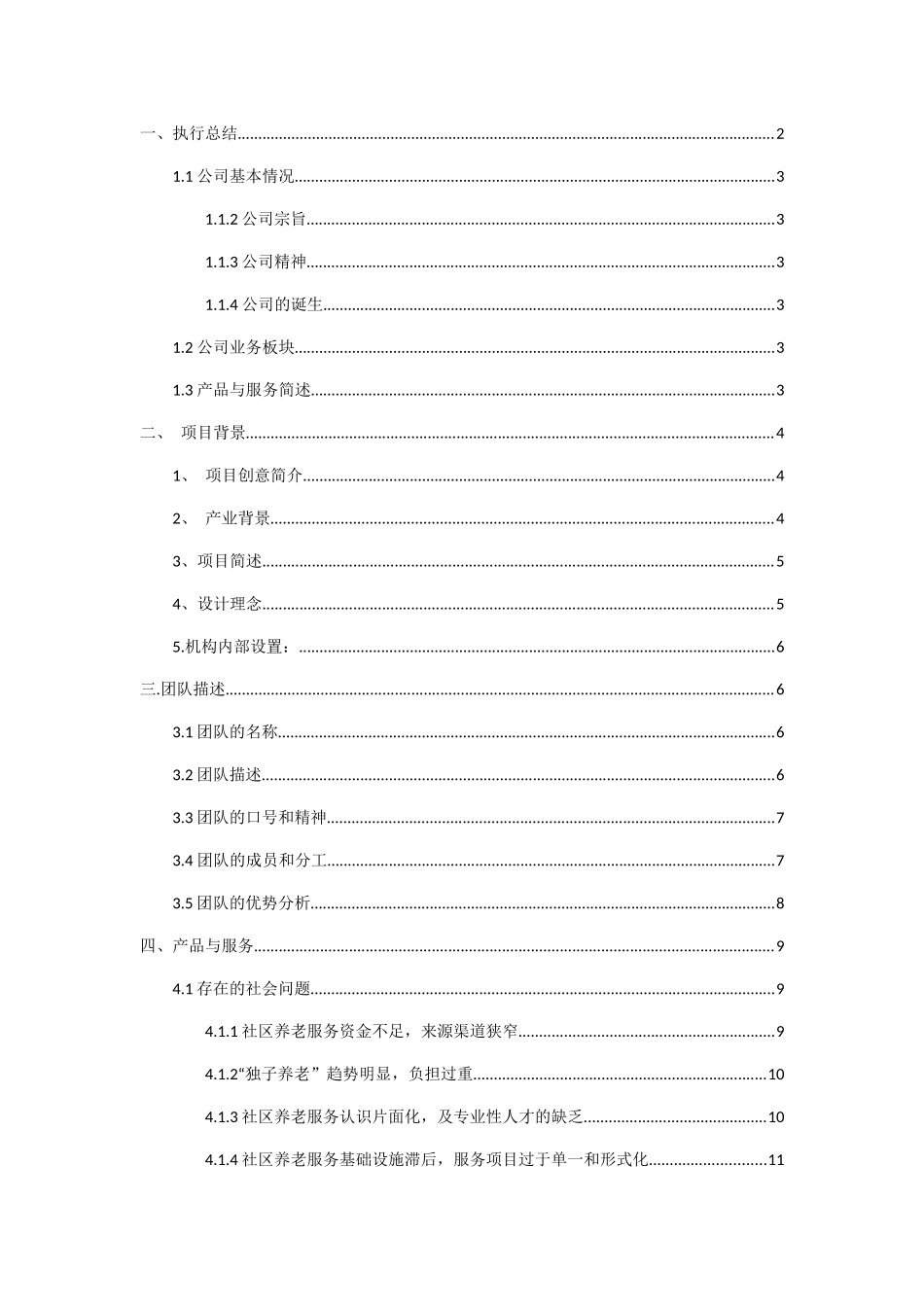 某养老服务有限公司计划书_第1页