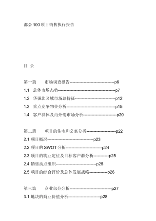 某房地产项目销售执行报告