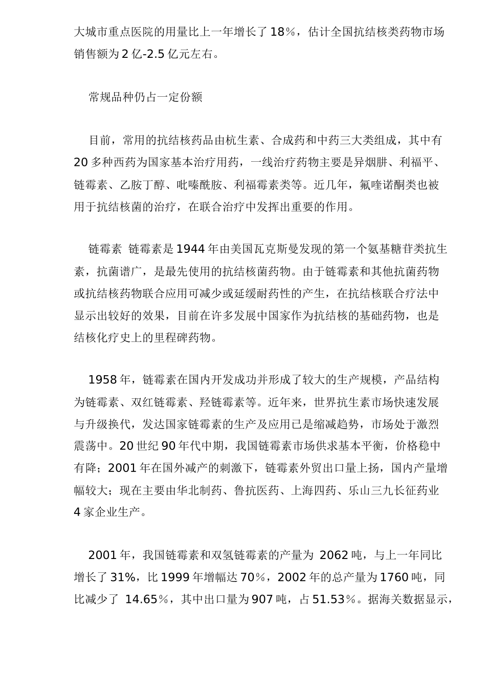 抗结核药市场分析报告_第2页