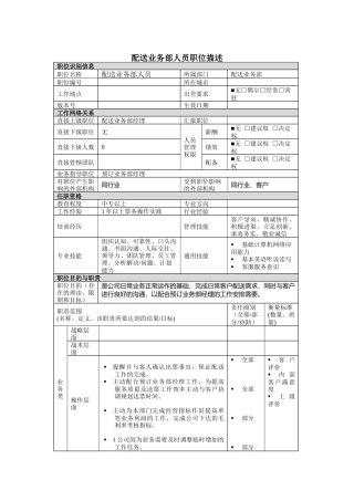 配送业务人员岗位说明书