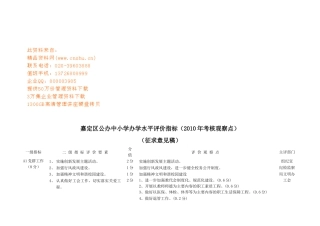 某公办中小学办学水平评价指标表