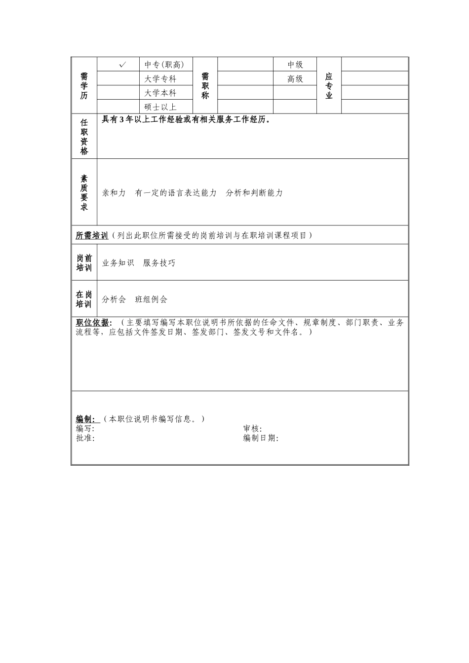 集团俱乐部服务管理岗位说明书_第2页
