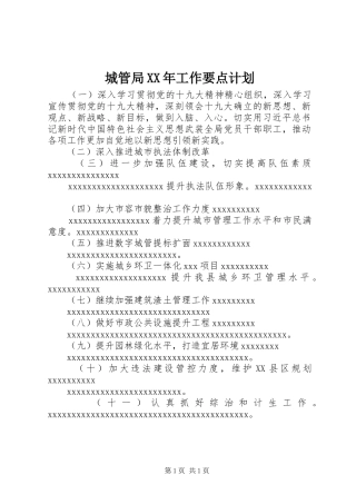 城管局XX年工作要点计划