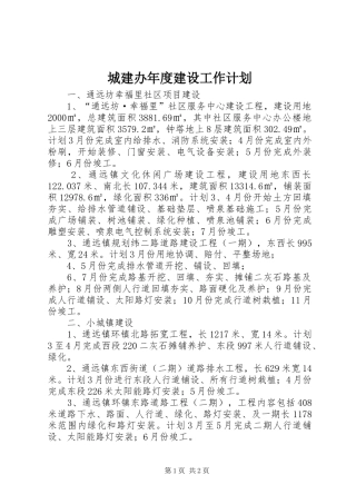 城建办年度建设工作计划