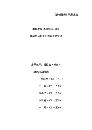 摩托罗拉公司通信市场分析概述