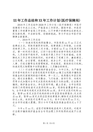 XX年工作总结和XX年工作计划(医疗保障局)